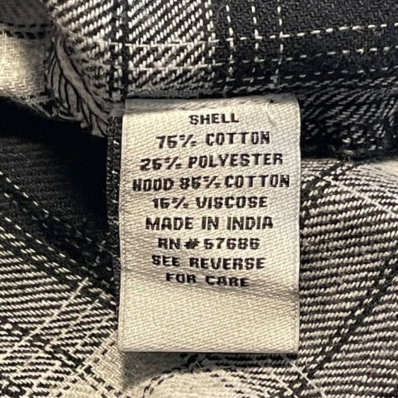 Black & White Plaid Button-Up Shirt With Gray Hood By Miss Selfie S - Picture 11 of 11